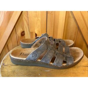 Born Lynae Brown Leather Sandals Slides Slip-on Shoes Women's Size 7